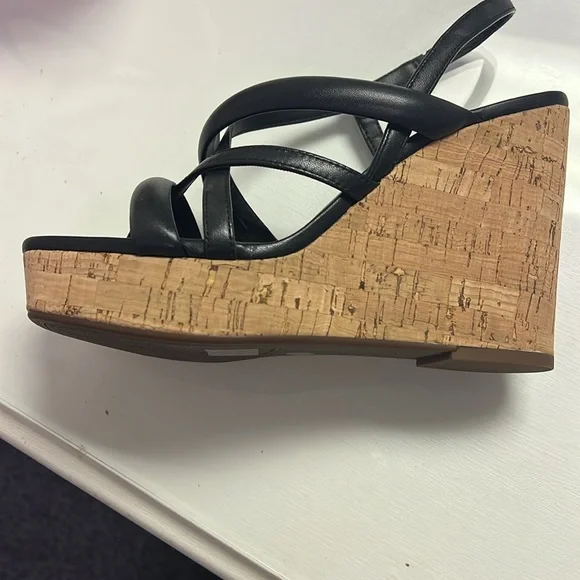 Black Strappy Wedge Sandals - Picture 3 of 5